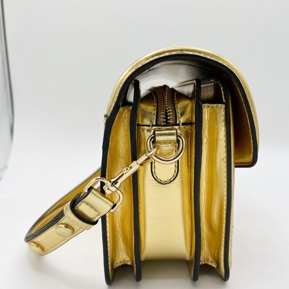 VERSACE COUTURE Gold Metallic Leather Shoulder Bag - Picture 5 of 13